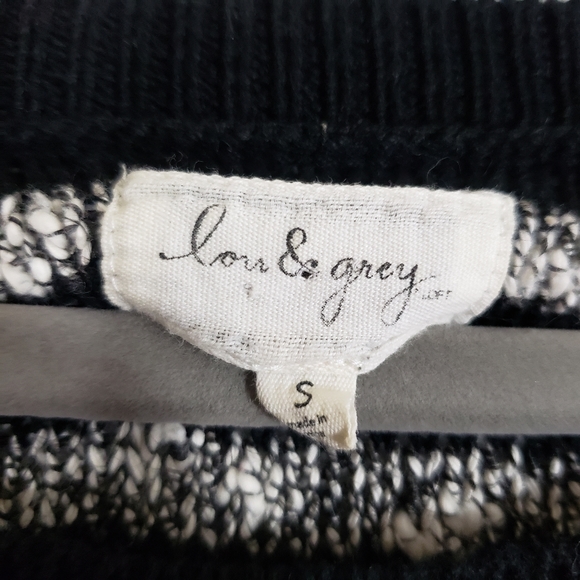 LOU & GREY black marled knit striped raglan sleeve sweater - Picture 7 of 7